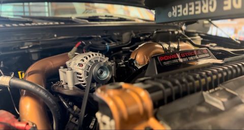 Ford Power Stroke diesel engine in a Super Duty pickup
